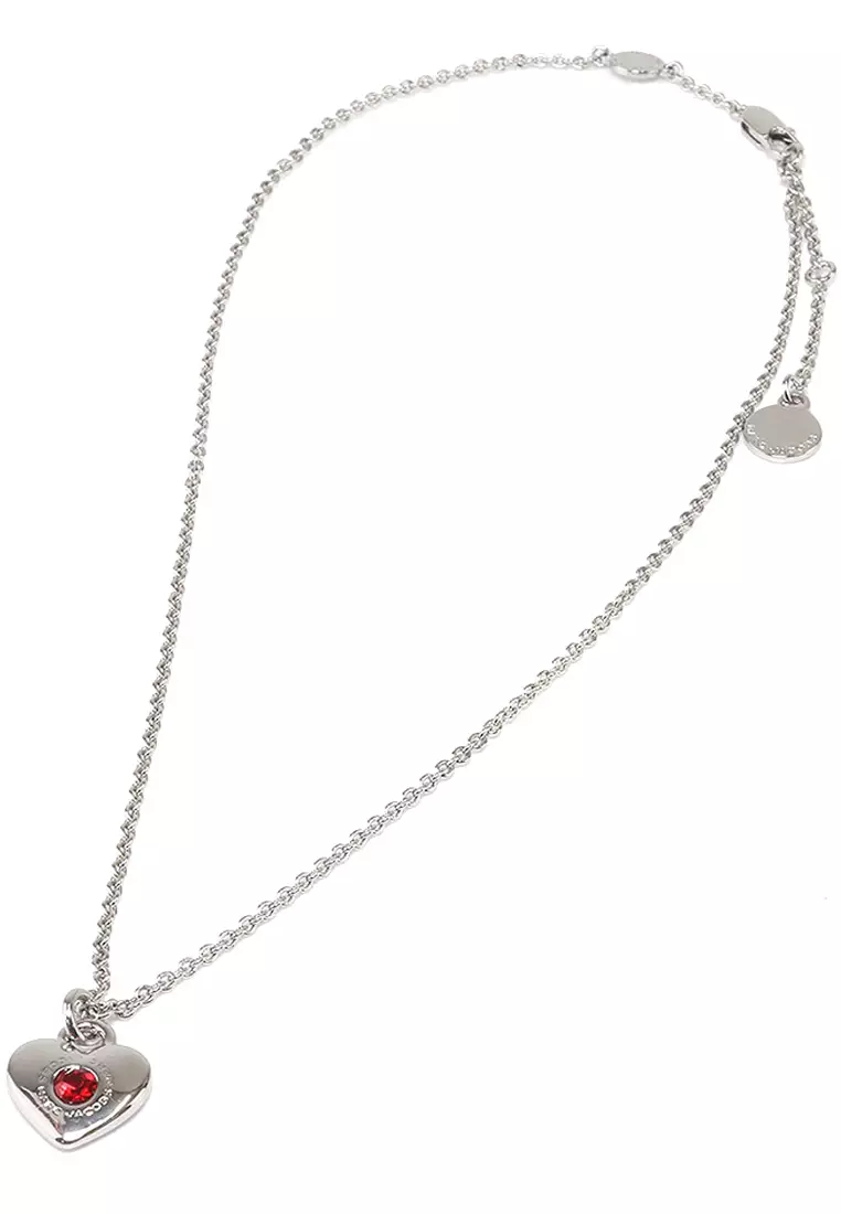 Heart Necklace & Earrings Set in Silver/ Siam J341MT1PF21