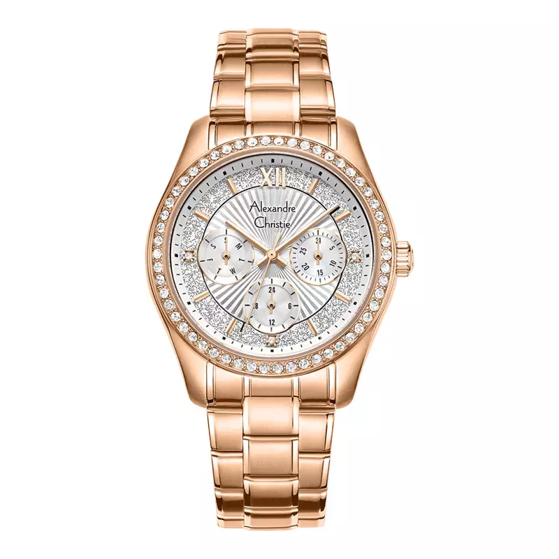 Jam Tangan Wanita Alexandre Christie AC 2645 BF BRGSL-1 Ladies Silver Dial Rose Gold Stainless Steel Strap