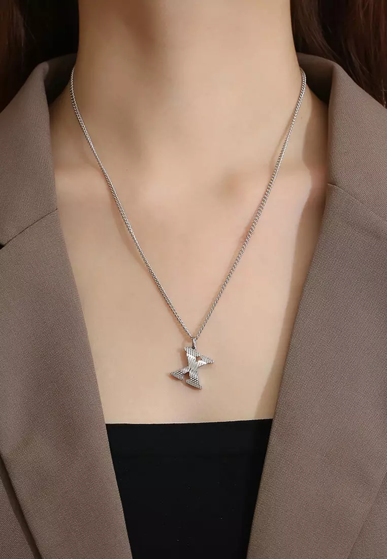 Unisex Design Titanium Steel Alphabet Pendant Necklace JW QF-DZ474