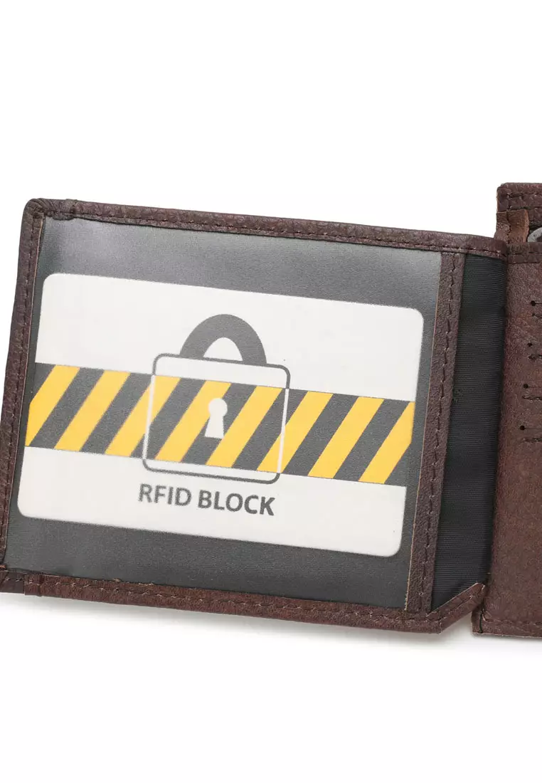 Kulit Genuine Dompet Pendek Pria (Men's RFID Genuine Leather Tri Fold Center Flap Short Wallet With Coin Compartment)
