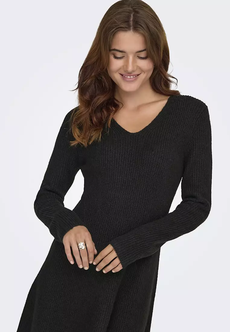 Long Sleeve V-Neck Skater Dress