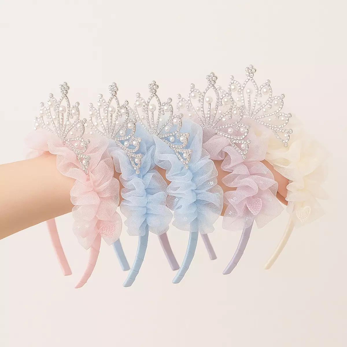 Wakakids Bando Princess Mahkota Anak Perempuan Renda Glitter Tulle Gaya Korea Venrz Ungu