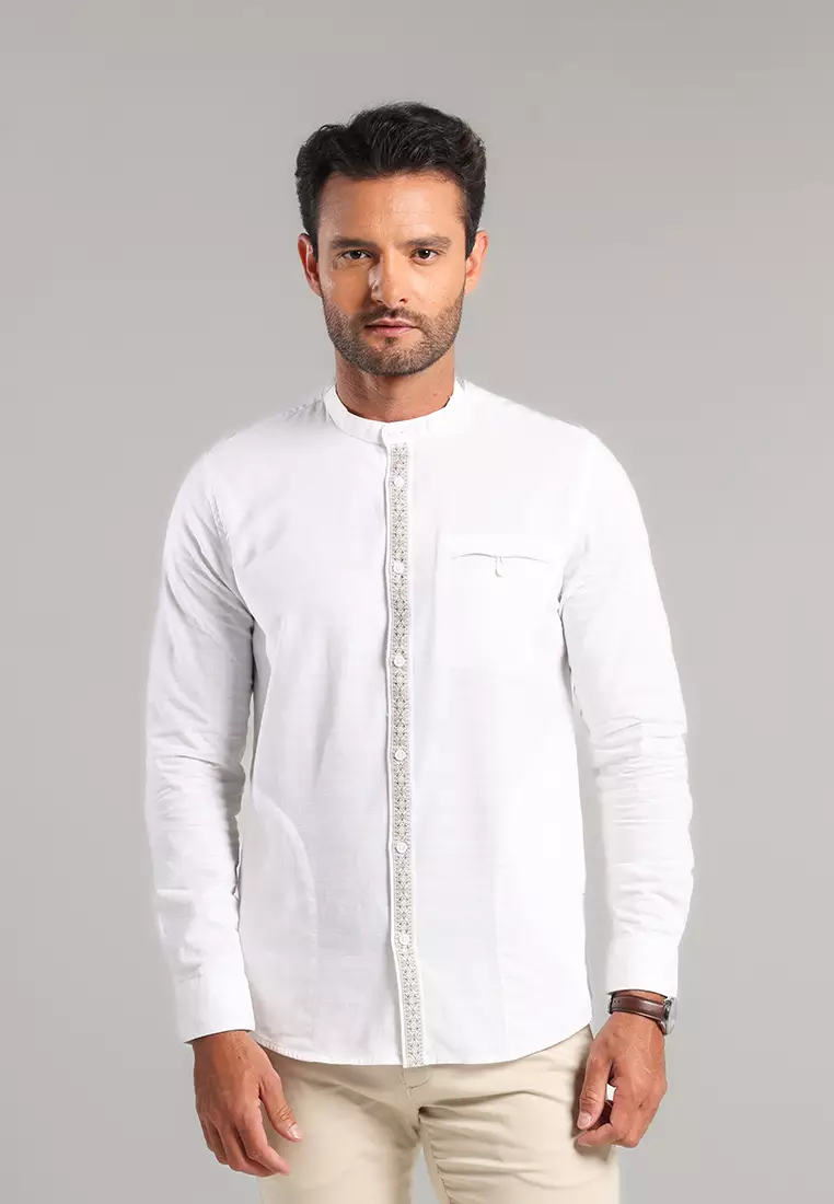 MOC Kemeja Shanghai Lengan Panjang Pria Nabil - White