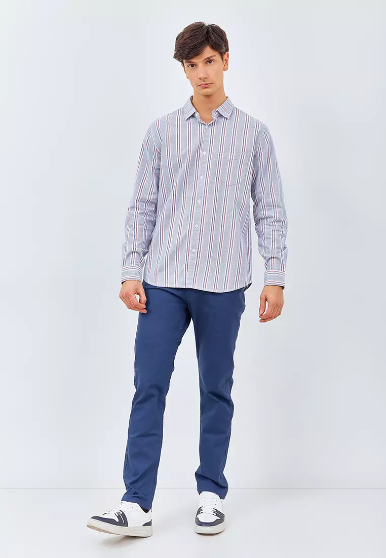 Manzone Kemeja Lengan Panjang Pria MZY-BASE - LIGHT BLUE