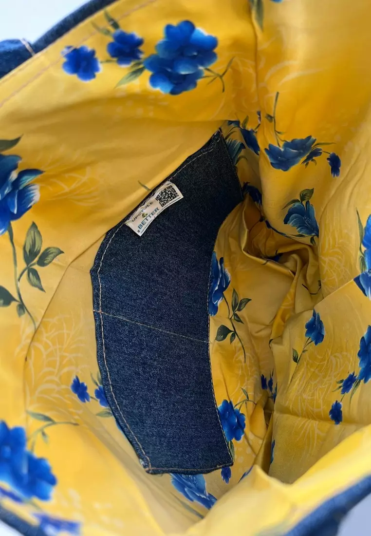 Tri-Panel Embroidered Tote Bag