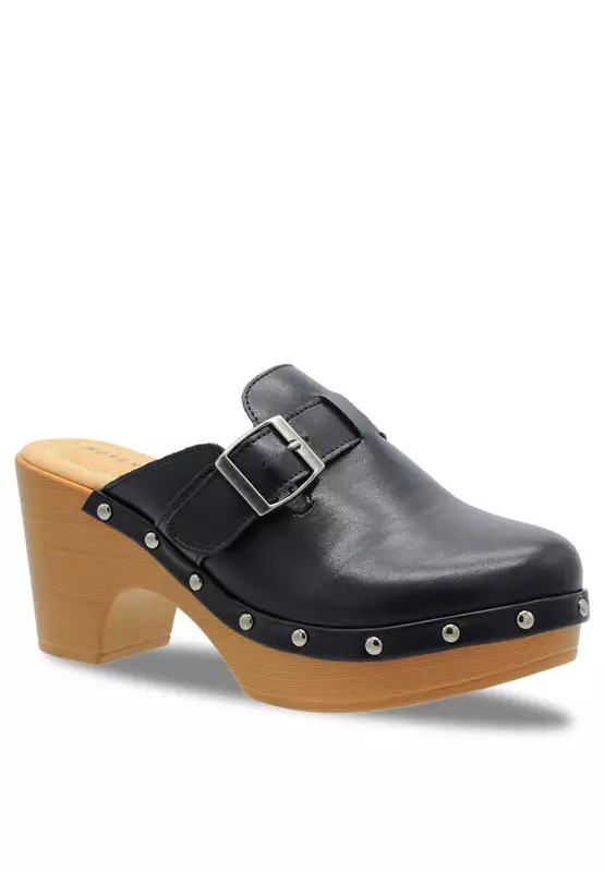 Solid Tone Wooden Casual Heels