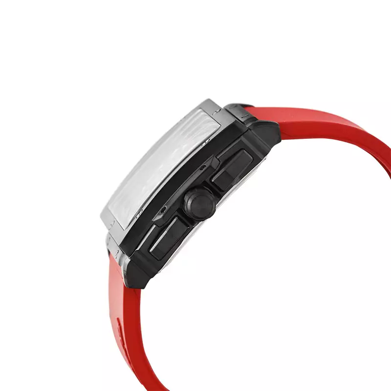 Jam Tangan Pria Expedition Chronograph E 6844 MC RIGBARE Men Black Dial Red Rubber Strap