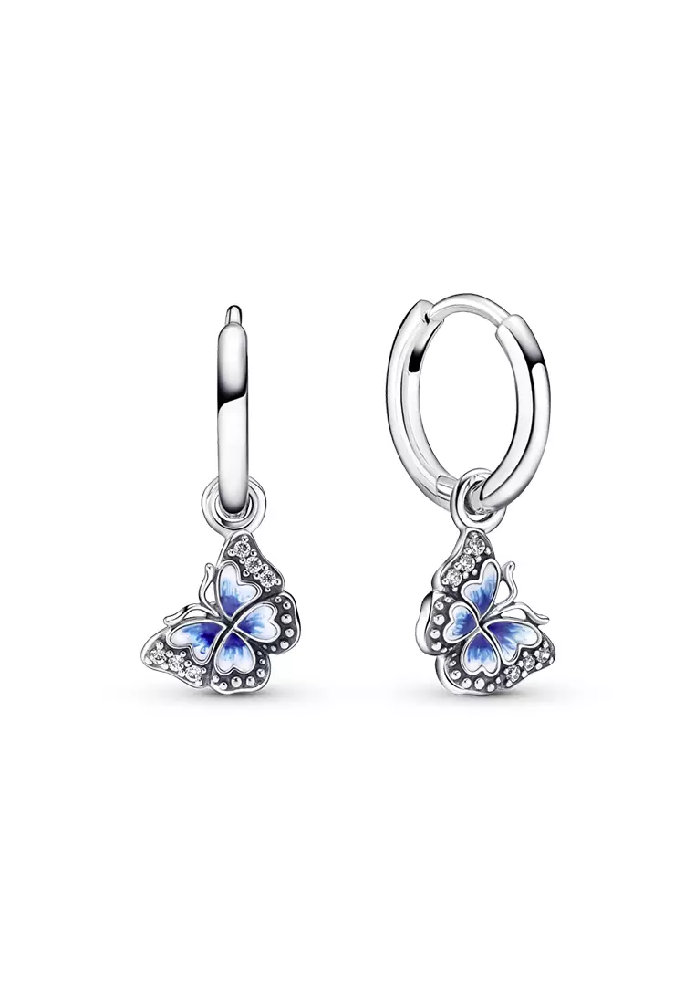 Pandora Blue Butterfly Hoop Earrings