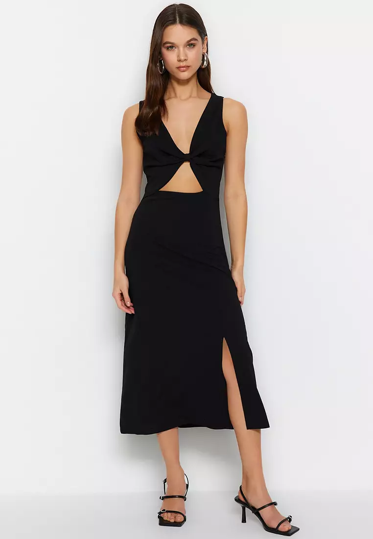 Cut Out Slit Midi Dress