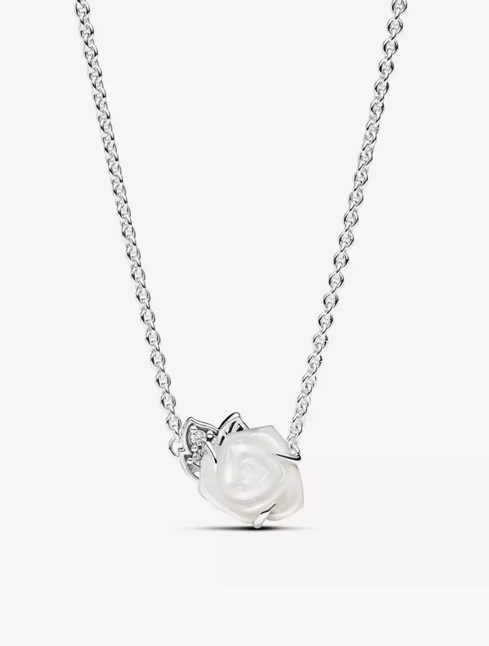Jual PANDORA Rose sterling silver pendant necklace with white