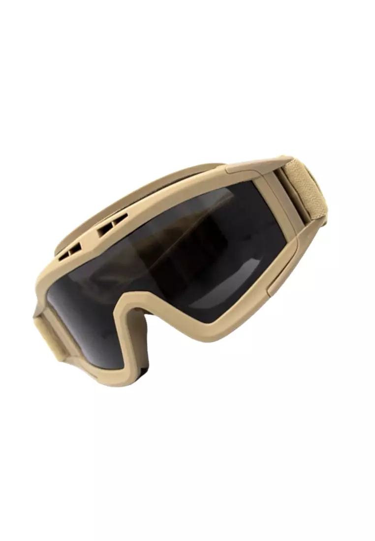 Owen Kacamata Olahraga Taktis Airsoft Ski Goggles with 3 Lens ORIGINAL - Khaki
