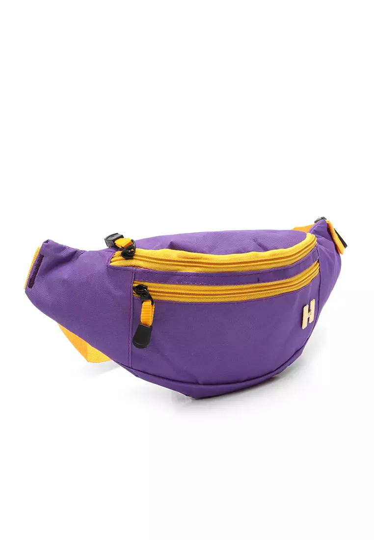Noice Waisbag unisex Plain Casual Fashion Style Sport Large Storage Material Polyster ORIGINAL - Purple