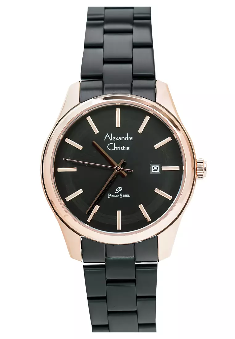 Alexandre Christie - Jam Tangan Wanita - Rosegold Black - Stainless Steel - 1027 LDBBRBA