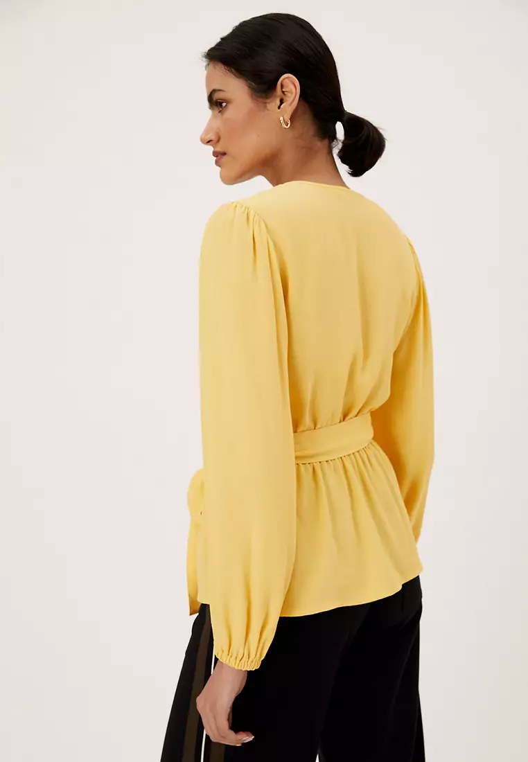 V-Neck Long Sleeve Wrap Top
