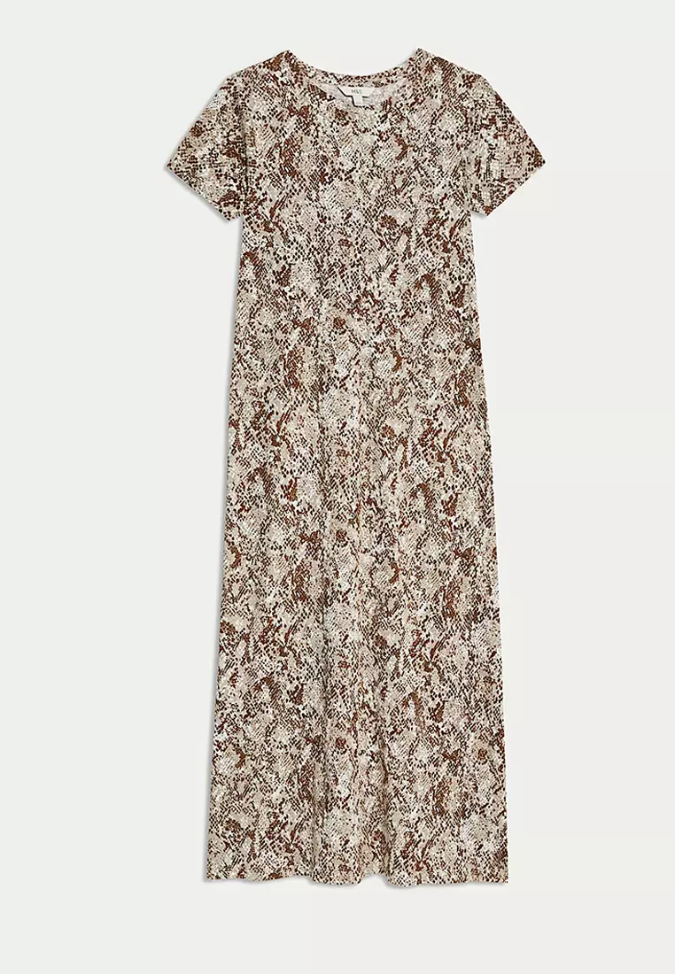 Pure Cotton Printed Midi T-Shirt Dress