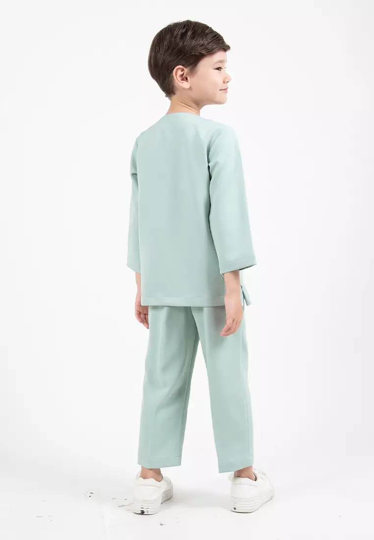 Alain Delon Slim Fit Baju Johor Ayah Anak Sedondon set - 19024504B-45DustyGreen