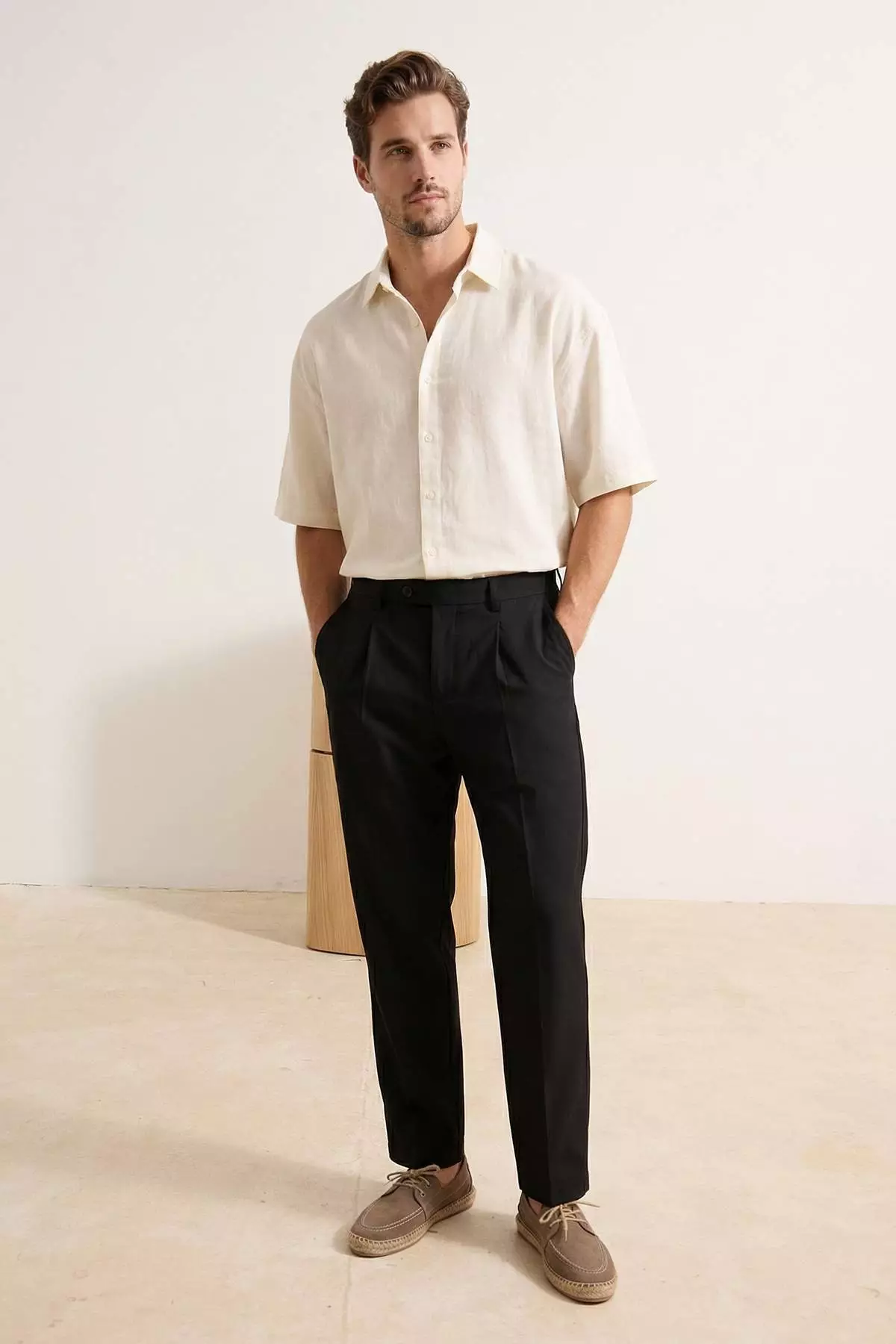 Buy Trendyol Black Loose Fit/Baggy Fit Pipe Leg Ironed Men'S Woven ...
