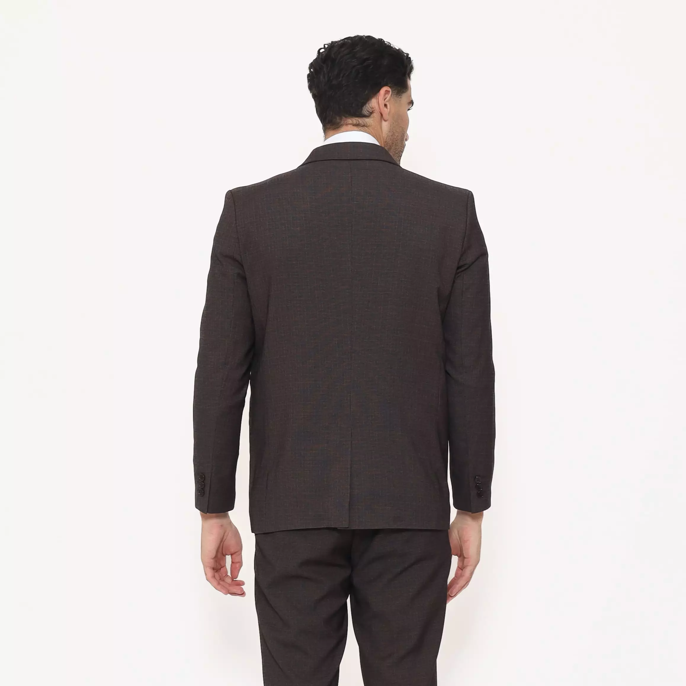 Lawell Jas Formal Pria warna Dark Brown – Polyester Viscose Stretch | Motif Garis Halus (Oxford Sedang) | PETTER