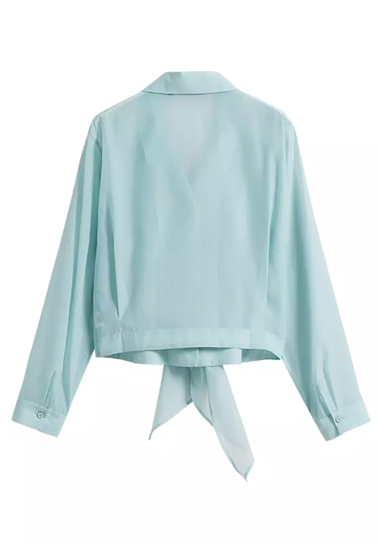 Long Sleeve Tie Front Shirt