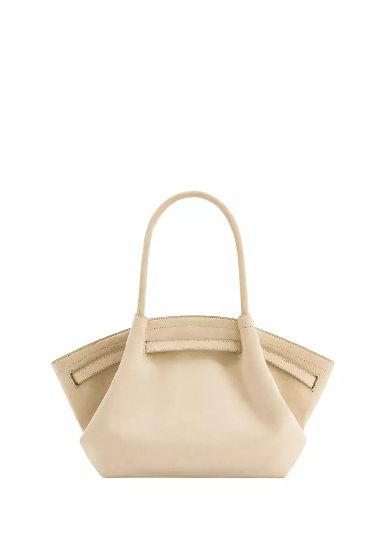 Hana Medium Faux Suede Tote Bag - Off White