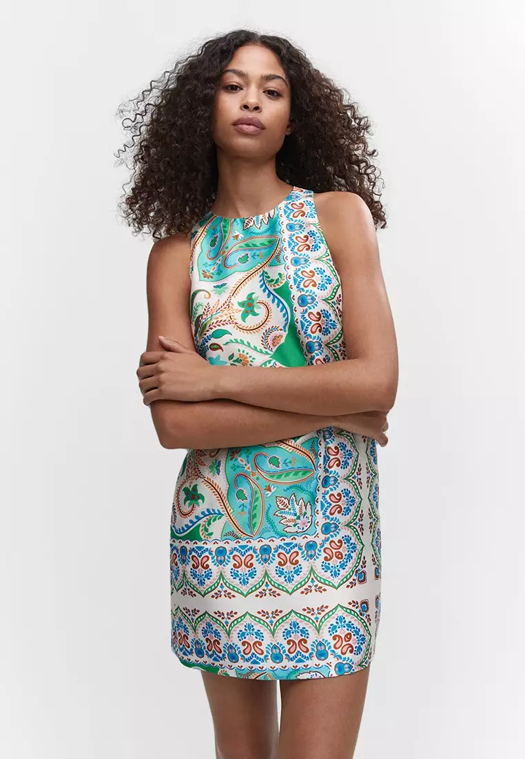 Paisley print shop mini dress