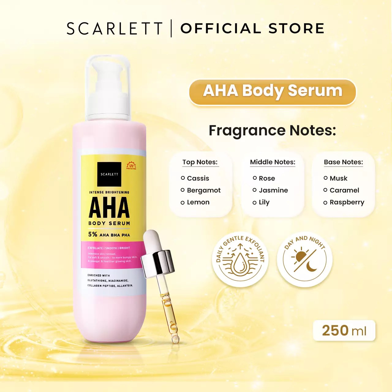 Scarlett Whitening Intense Brightening AHA Body Serum 5% AHA BHA PHA