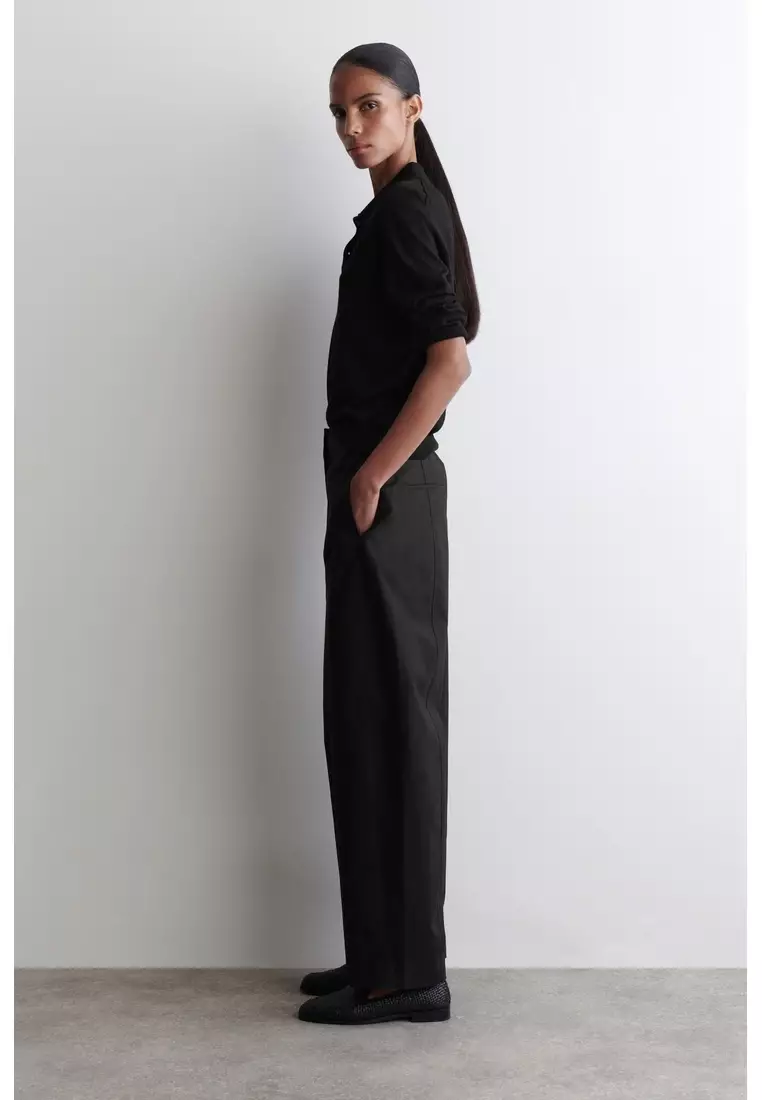 PIMA COTTON BARREL-LEG TROUSERS