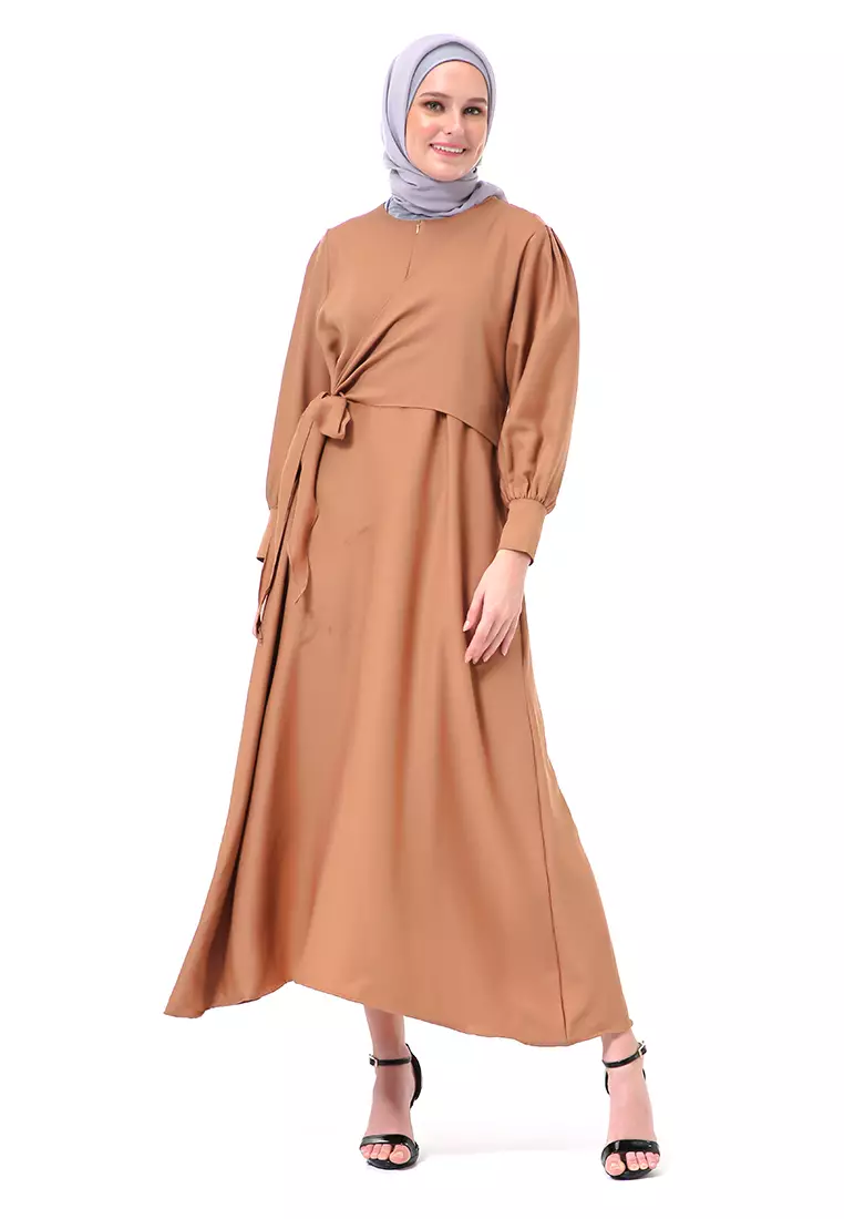 Alliyah Dress Gamis Muslimah Long Sleeve Model Balon Regular Fit Premium High Quality - Milo