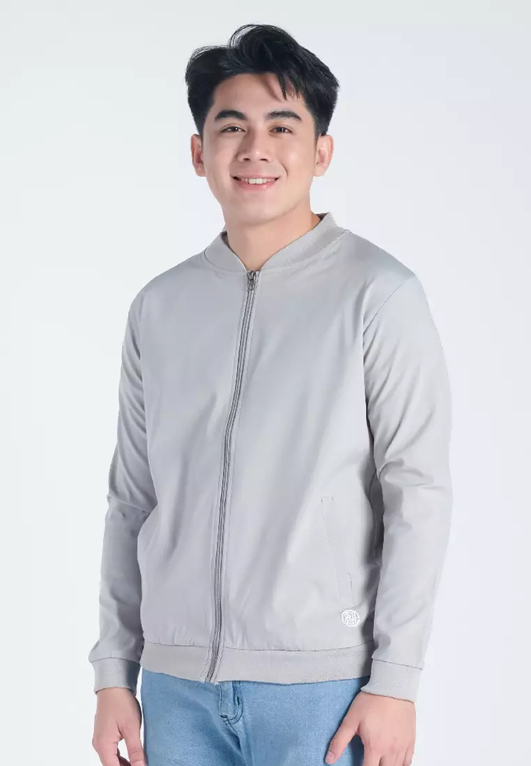 Korean Inspired Bomber Jacket Light Gray