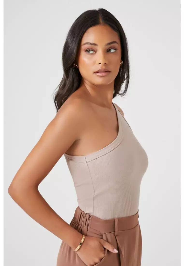 One shoulder top ribbed bodysuit