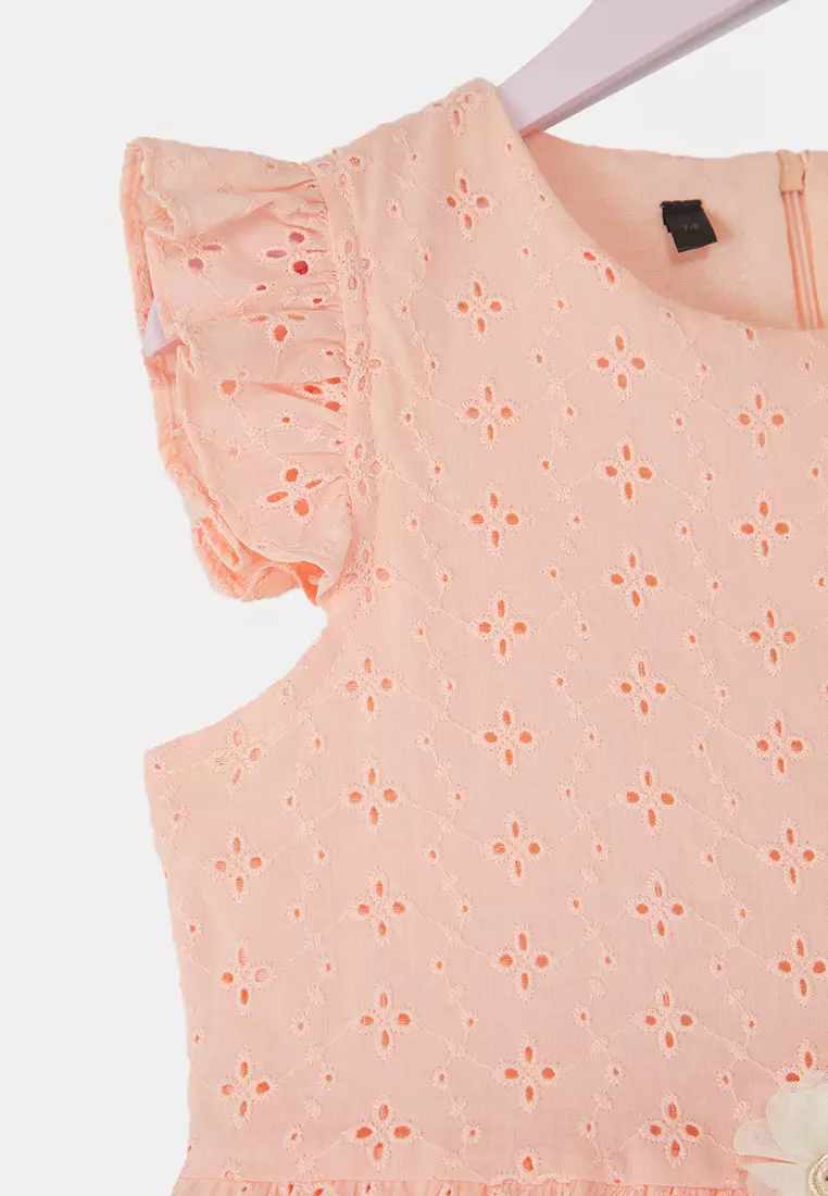 Girl's 100% Cotton Mini Short Sleeve Woven Dress