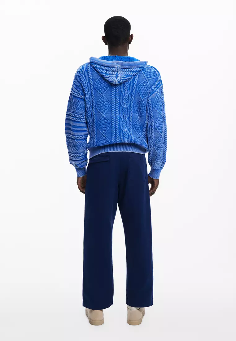 Zipper sweater with braided design