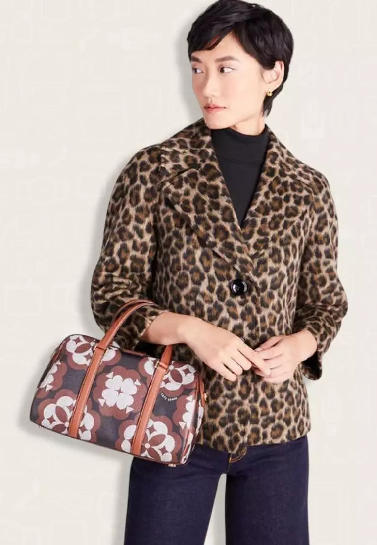 Kate Spade Flower Monogram Eleanor Medium Satchel Black Multi