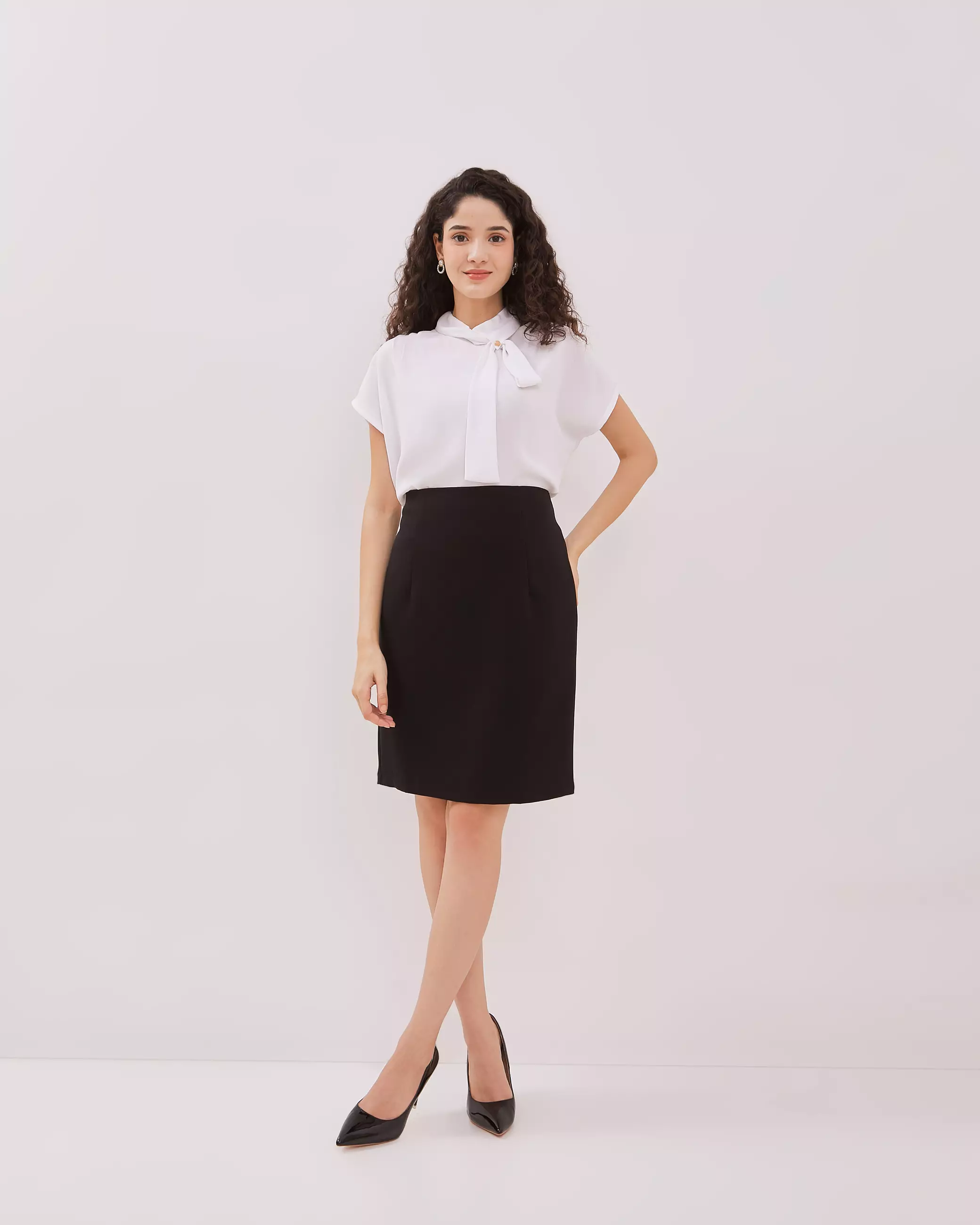 Urban Exchange Gabriela Black Mini Pencil Skirt - Bawahan Rok Pendek Formal Hitam Warna Black