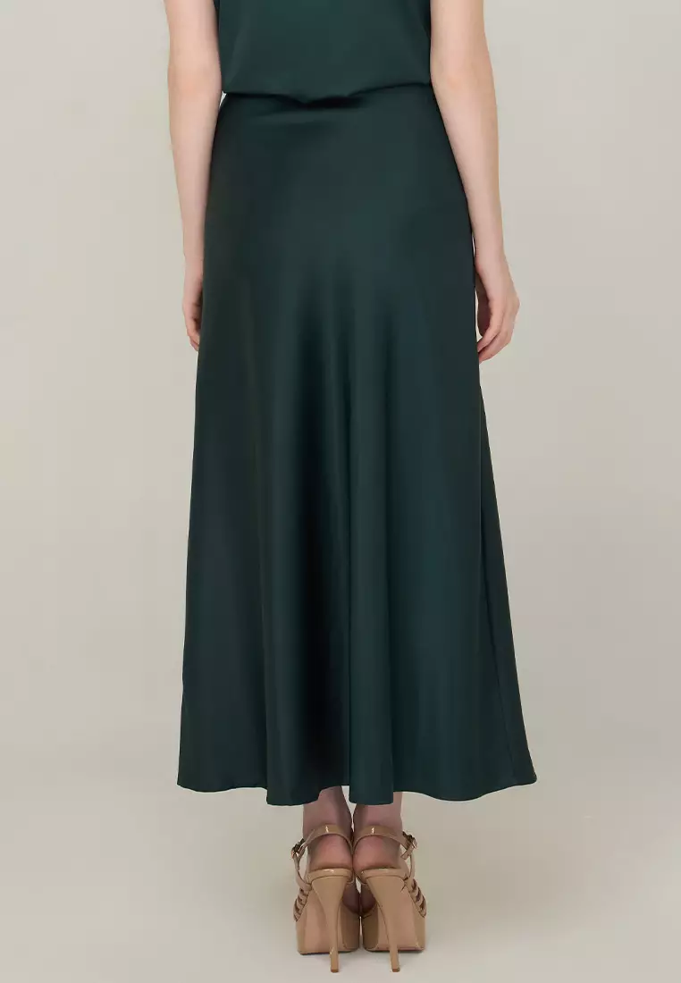 Jianna A-Line Maxi Skirt in Satin Fabric
