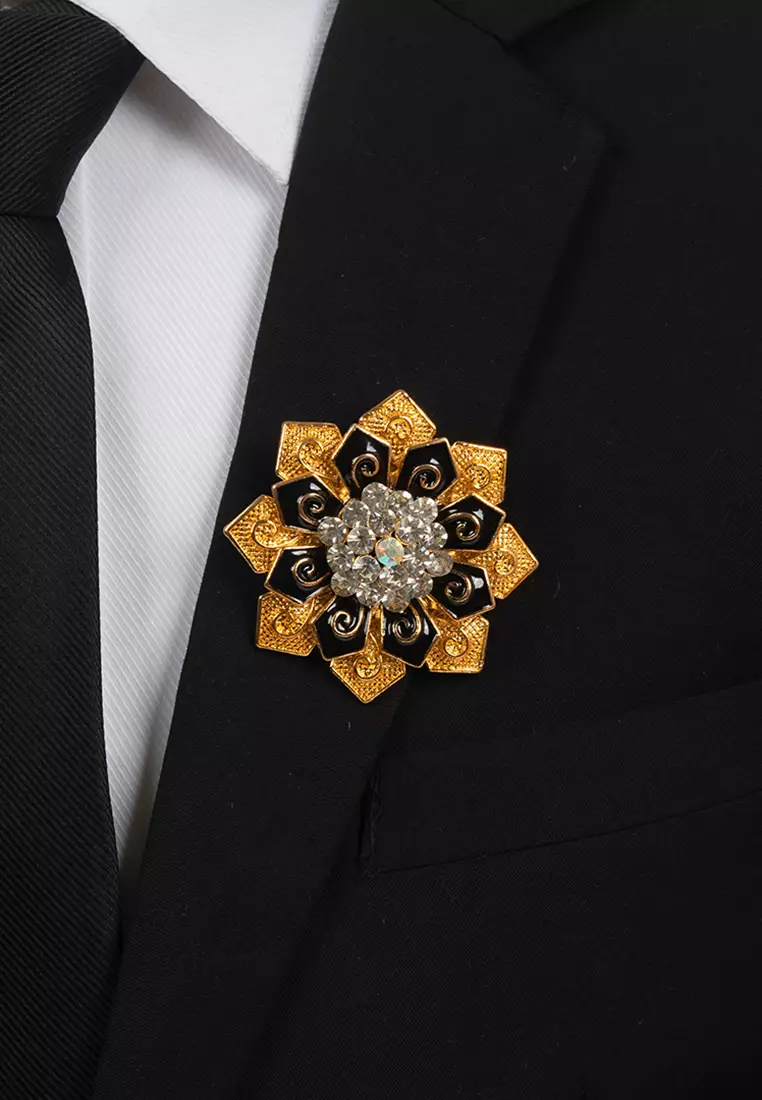 Houseofcuff lapel pin brooch bros untuk jas TUSUK GOLD A50