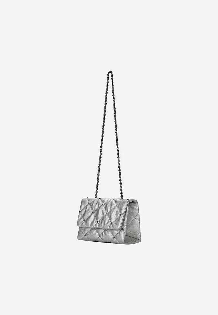 Kwani Lozenges Studded Bag Micro - Silver