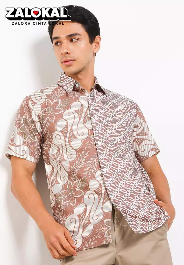 Seno Kemeja Batik Pria Premium Casual Modern Lengan Pendek