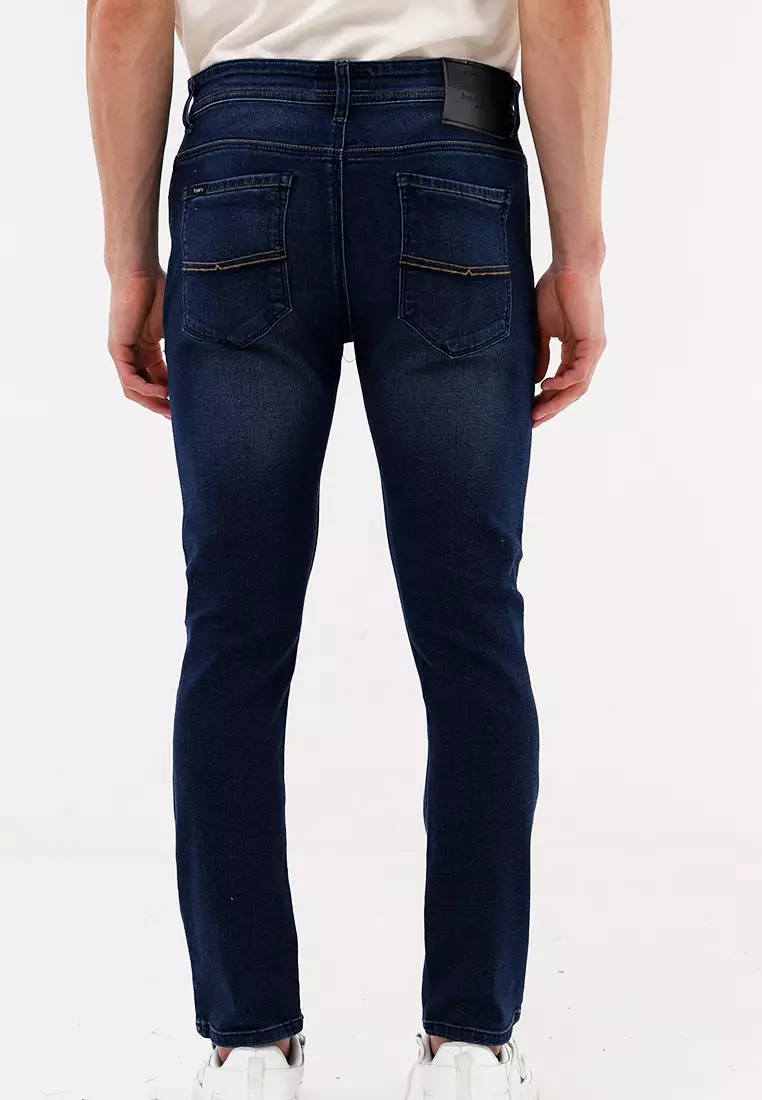 Denim Long Pants Tapered W/ Stretch