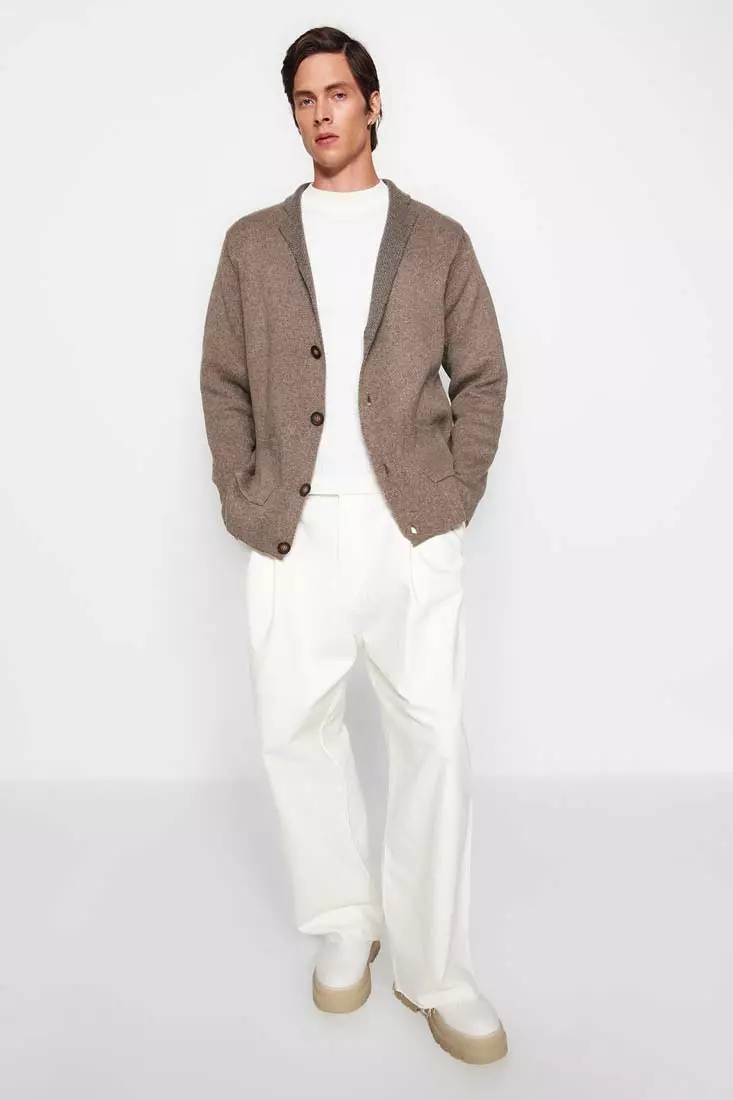 Buy Trendyol Mink Men Regular Fit Men Collar Knitwear Cardigan 2024 ...