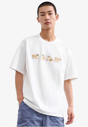 Urban Revivo white Dogs Embroidered T-Shirt F776BAA79E84C3GS_1