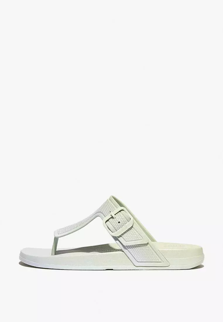 Discount on Fitflop  shoes - SKU: Fitflop Iqushion Women's Iridescent Adjustable Buckle Flip-Flops - Sagebrush/Skywash Blue