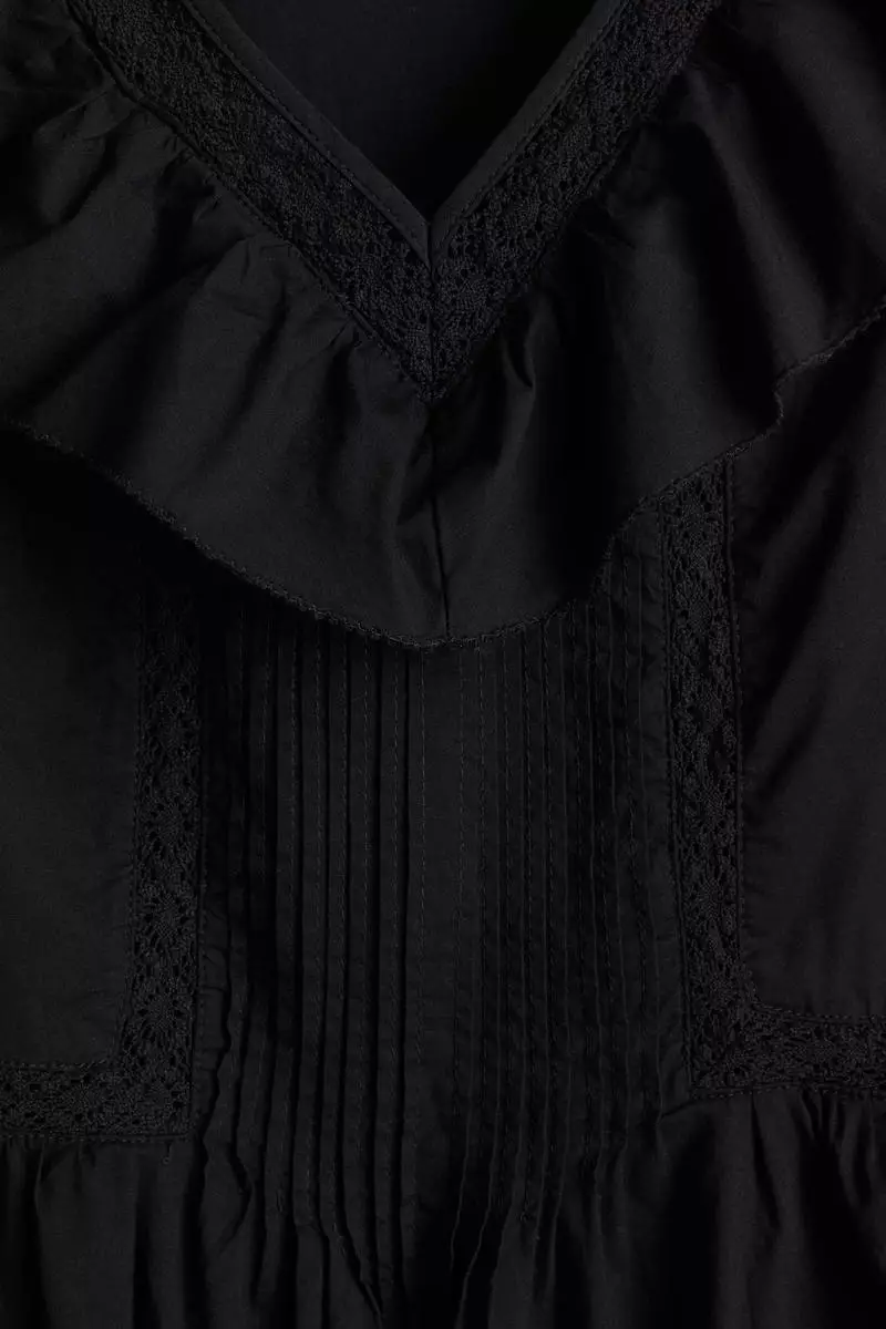 Frill-trimmed cotton dress