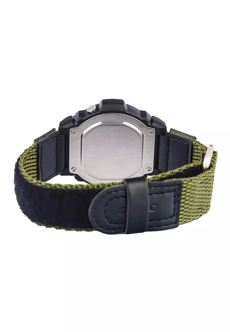 Jam Tangan Digital Pria Casio W-219HB-3AV Green Canvas Strap