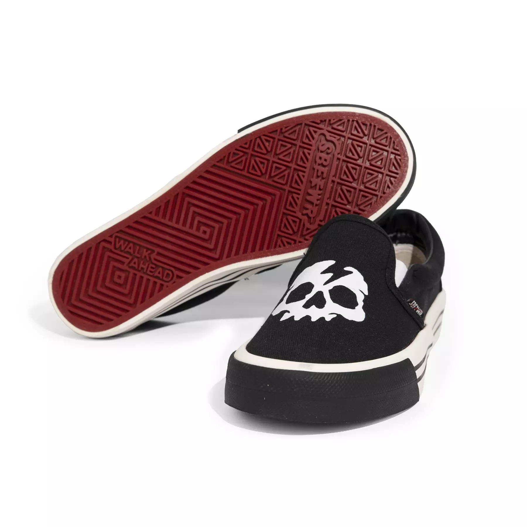 SABA Slip On Skull Pro Black White - Sepatu Sneakers Casual Pria Wanita