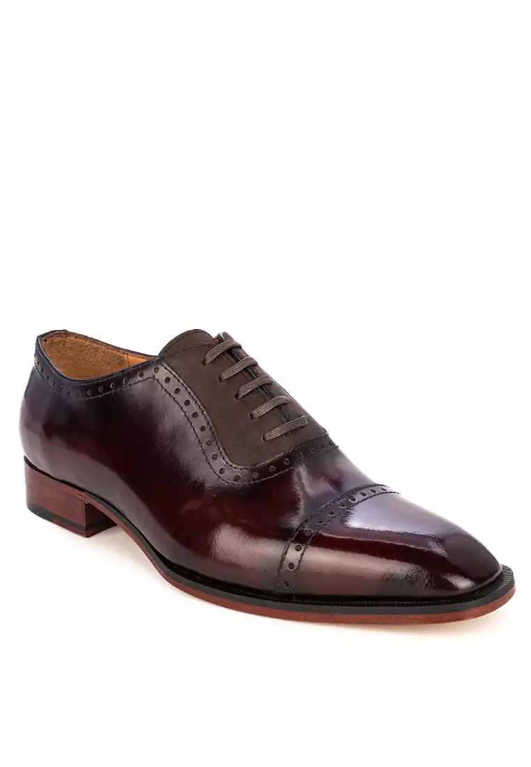 Brixton Maroon Brush-off Captoe Oxford