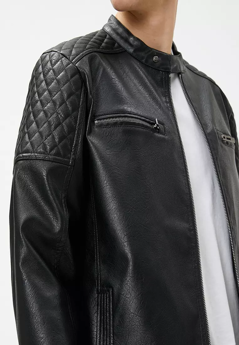 Leather-Look Biker Jacket