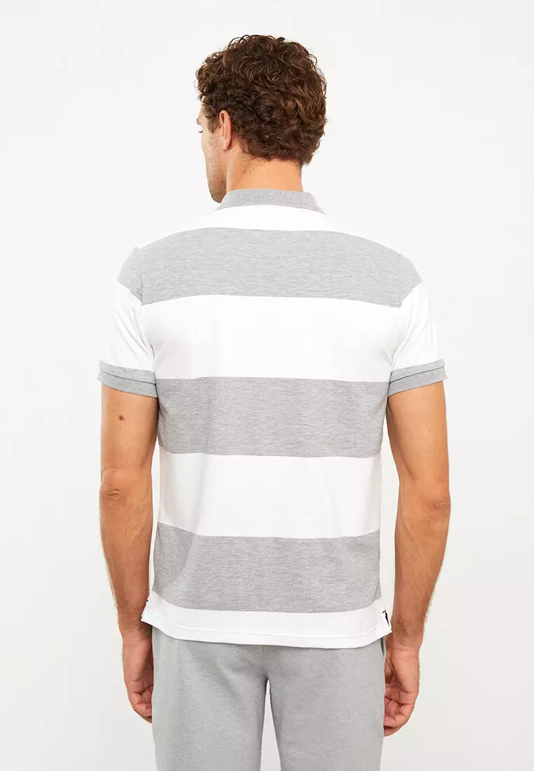 Mens striped polo shirts short sleeve clearance