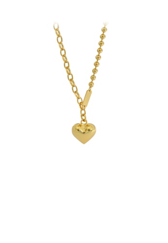 Glamorousky silver 925 Sterling Silver Plated Gold Simple Romantic Heart Pendant with Necklace C86EBAC4FE719BGS_1