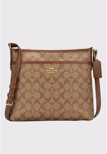 Buy Coach Coach Signature File Crossbody In Signature Canvas Khaki